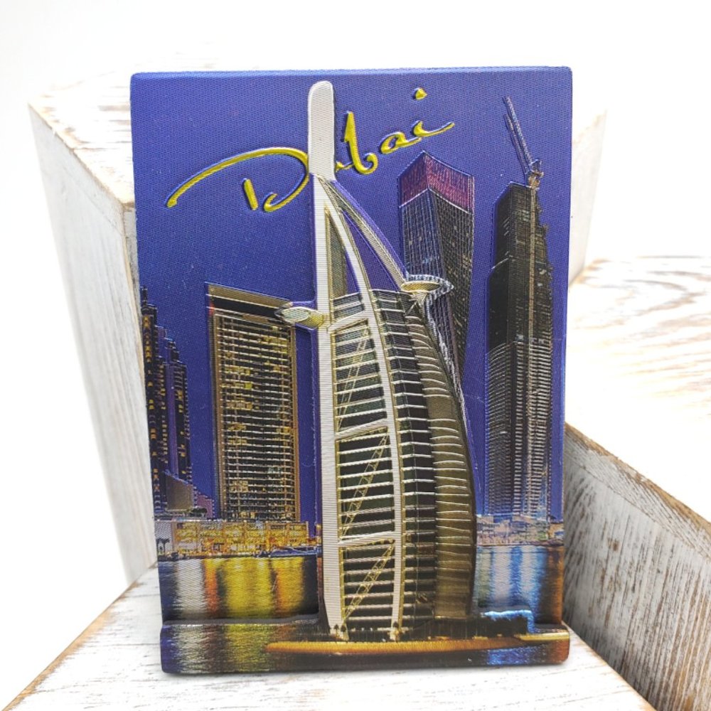 Dubai UAE Fridge Magnet Eau Burj Arab Skyline Travel Souvenir Tourist Collection